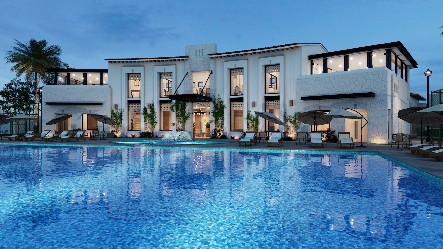 Luxury beachfront resort and swimming pool